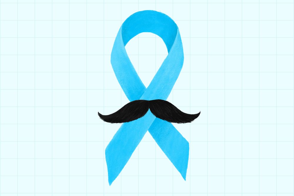 Blue ribbon, cancer awareness illustration, editable design