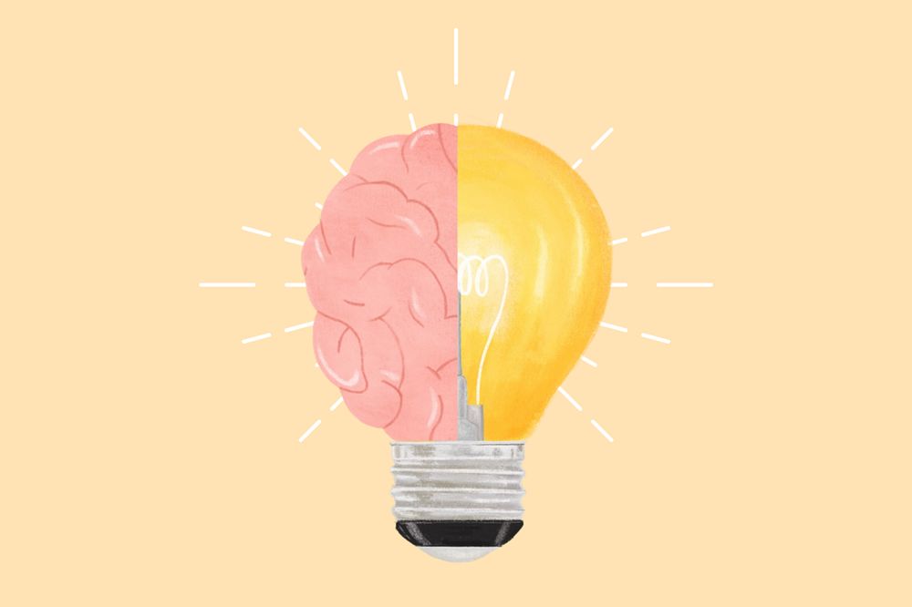 Light bulb brain, creative ideas remix, editable design