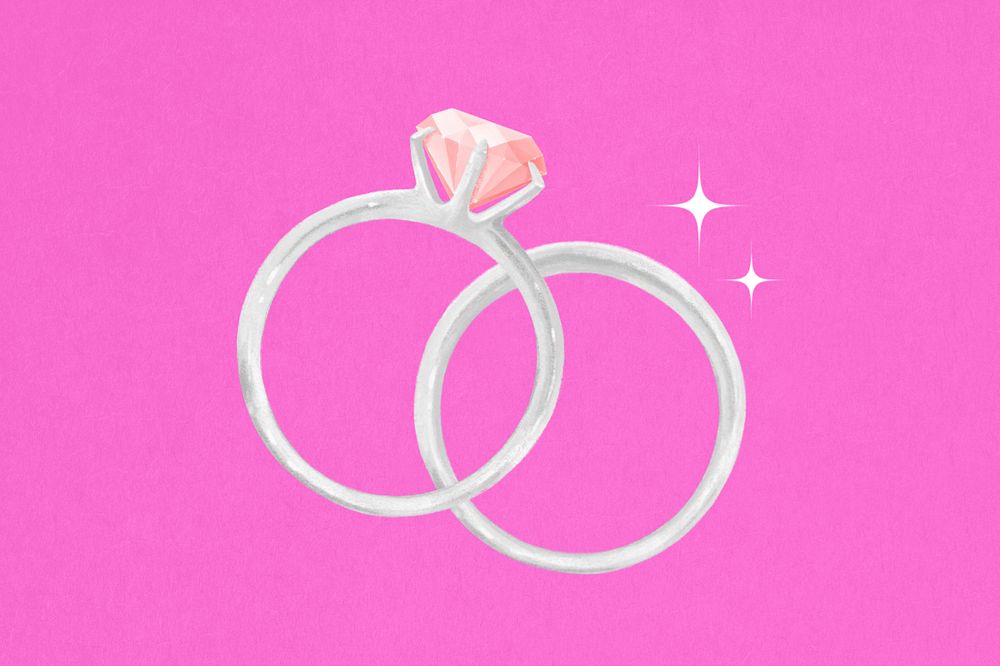 Couple wedding rings, jewelry illustration, editable design