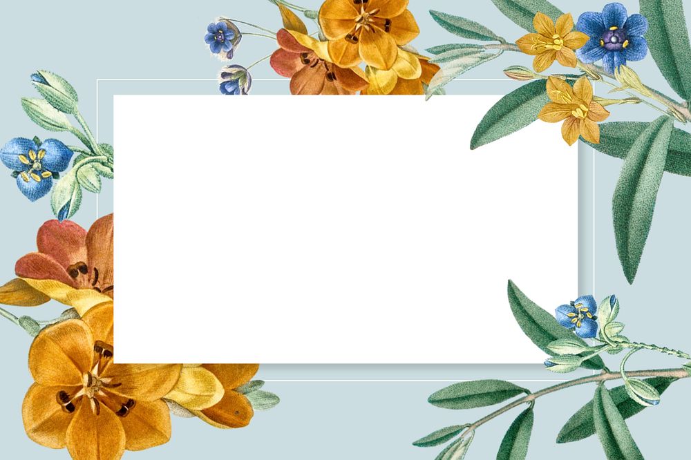 Floral frame background, editable blue design