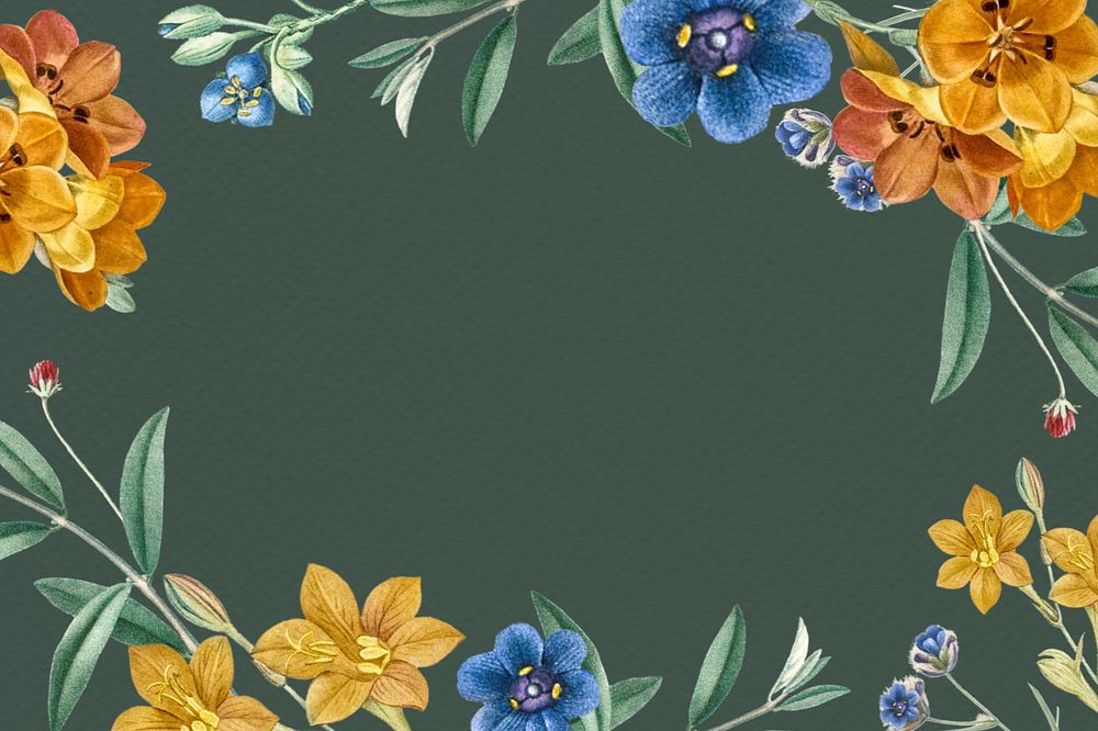 Floral frame background, editable green design