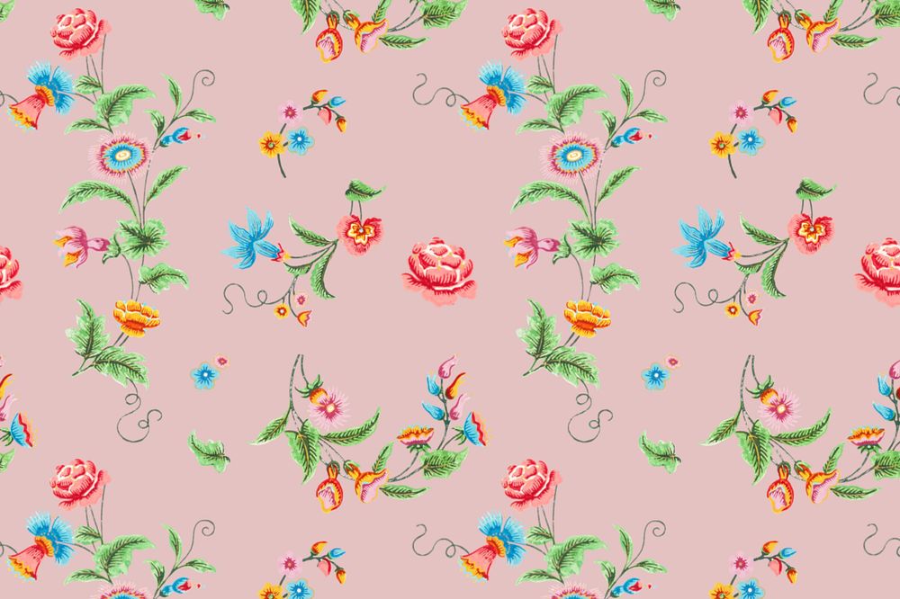 Vintage flower pattern, pink background