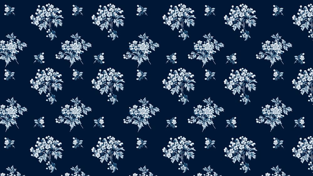 Cherry blossoms pattern desktop wallpaper, blue background