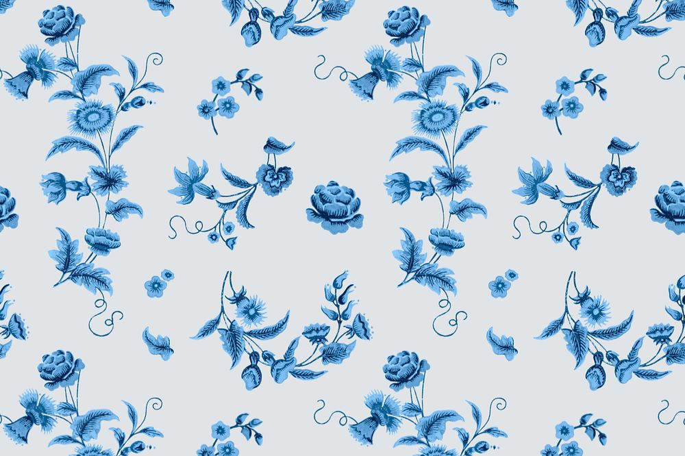 Vintage blossoms pattern, white background