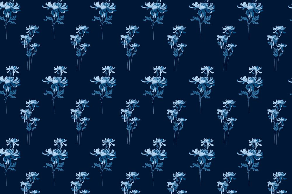 Vintage flower pattern, blue background