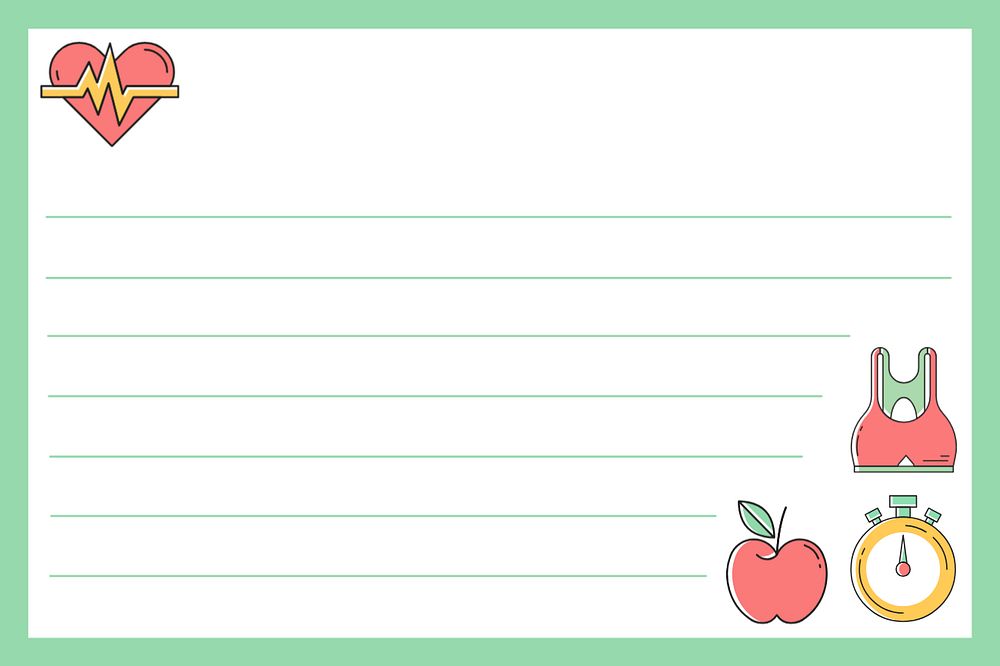 Fitness lined paper, cute activity log , editable design