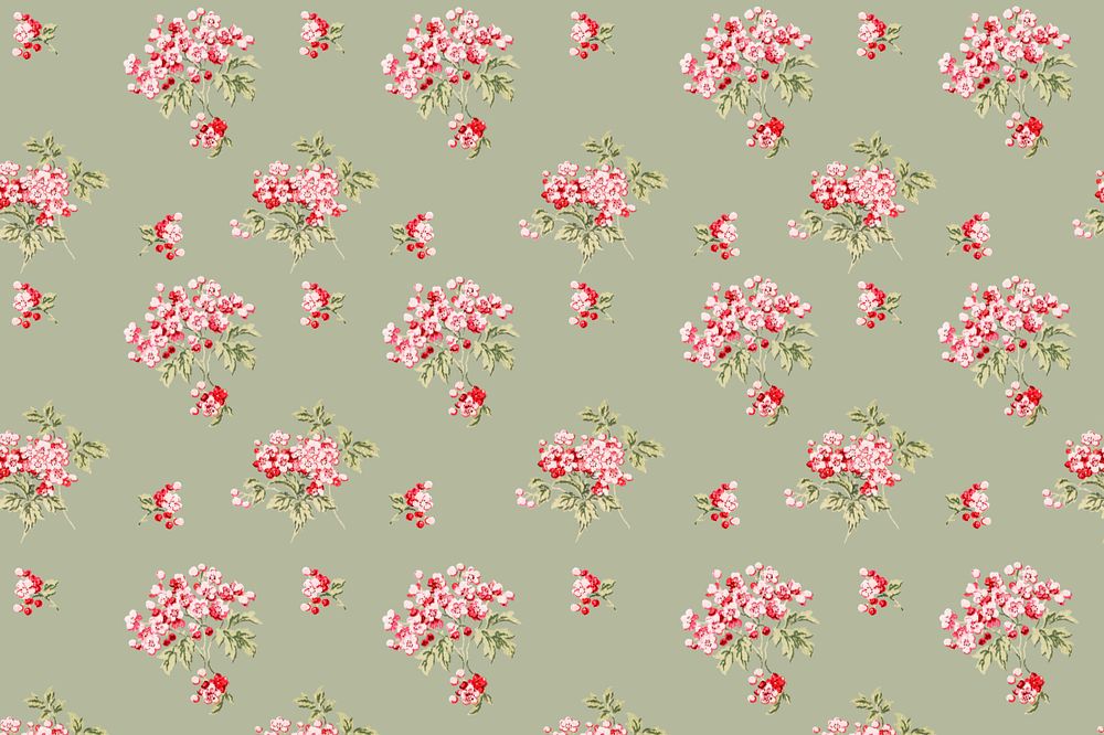 Cherry blossom pattern, green background