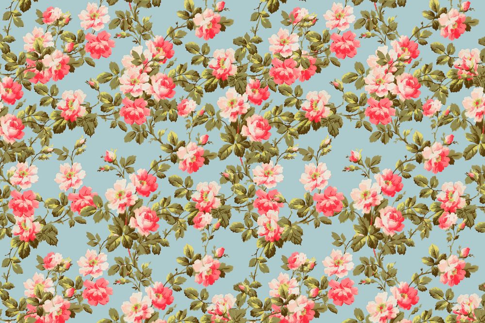 Vintage floral pattern, blue background