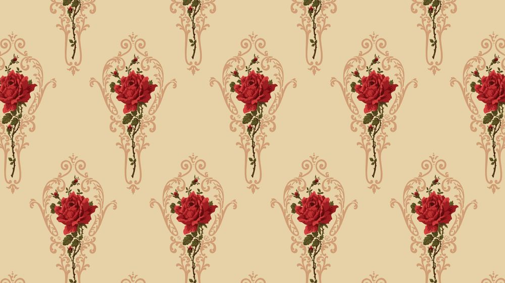 Decorative rose pattern desktop wallpaper, beige background