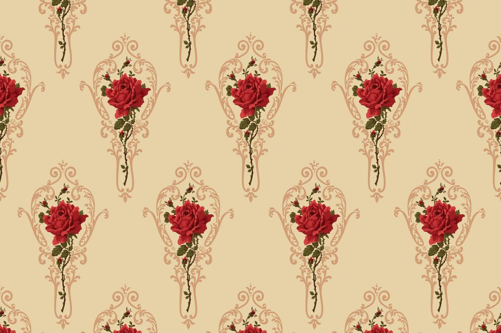 Decorative rose pattern, beige background