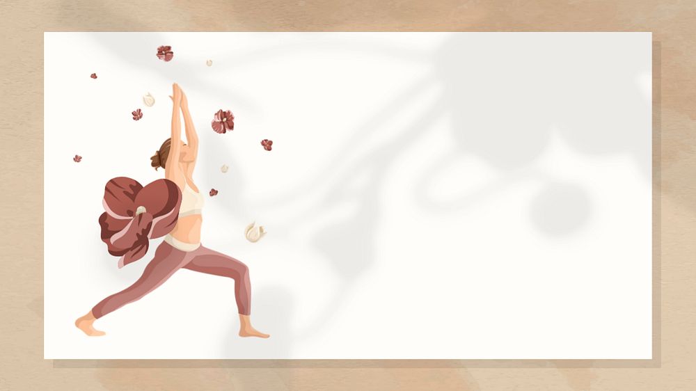 Woman flower yoga desktop wallpaper frame, editable design