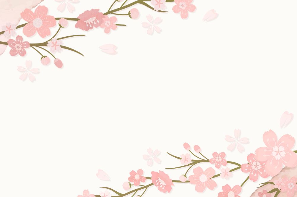 Pink background, cherry blossom flower editable design