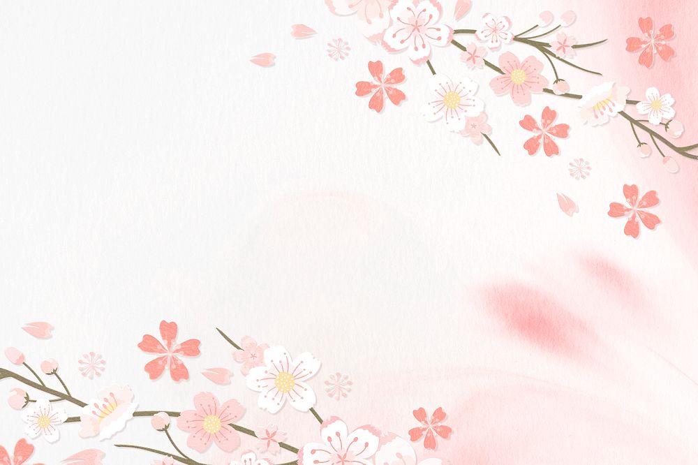 Pink flower background, cute pastel editable design