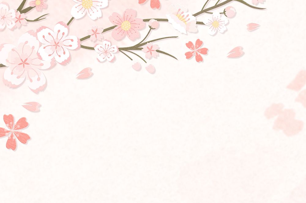 Pink background, cherry blossom flower editable design