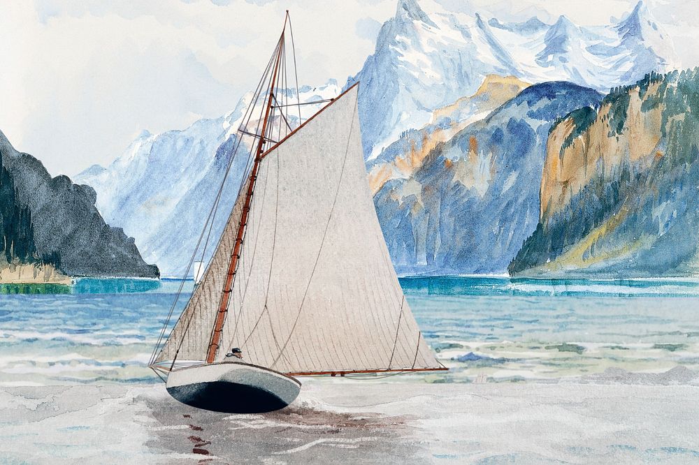 Watercolor sailboat, editable remix design