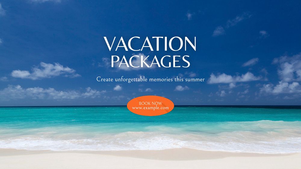 Vacation packages blog banner template, editable text