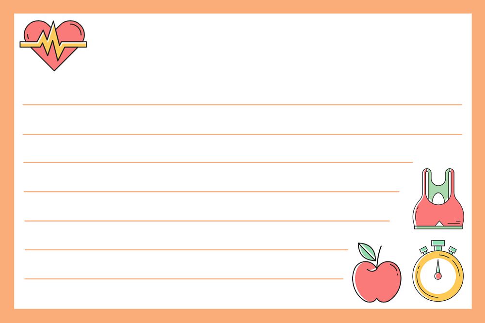 Fitness lined paper, cute activity log , editable design