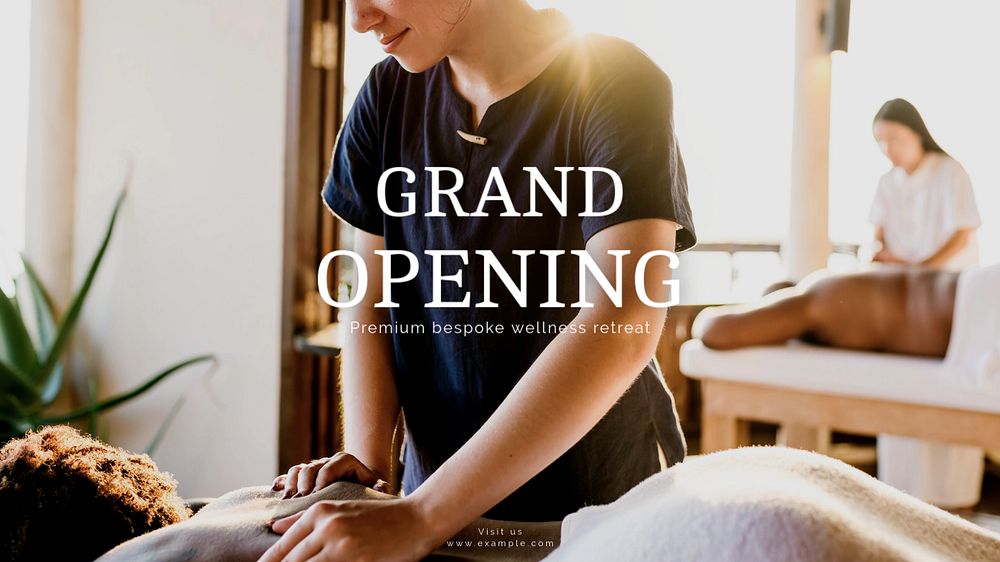 Grand opening blog banner template, editable text