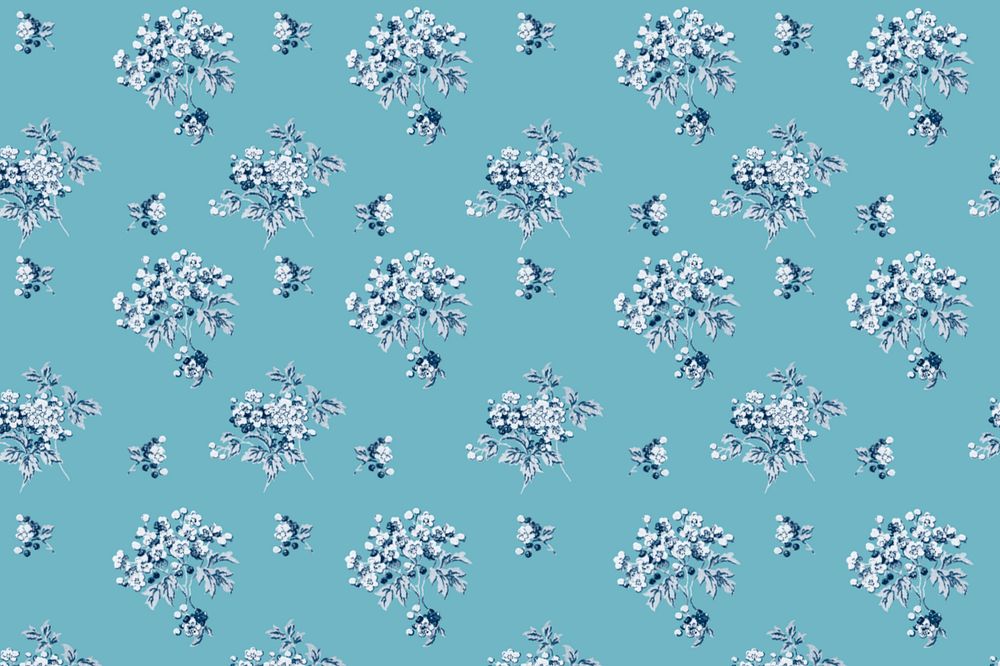 Cherry blossoms floral pattern, blue background