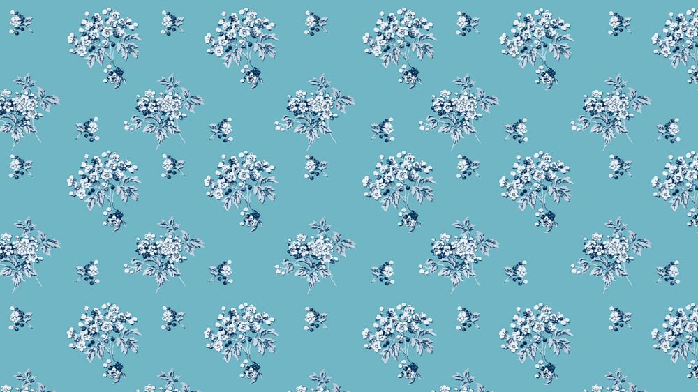 Cherry blossoms pattern desktop wallpaper, blue background