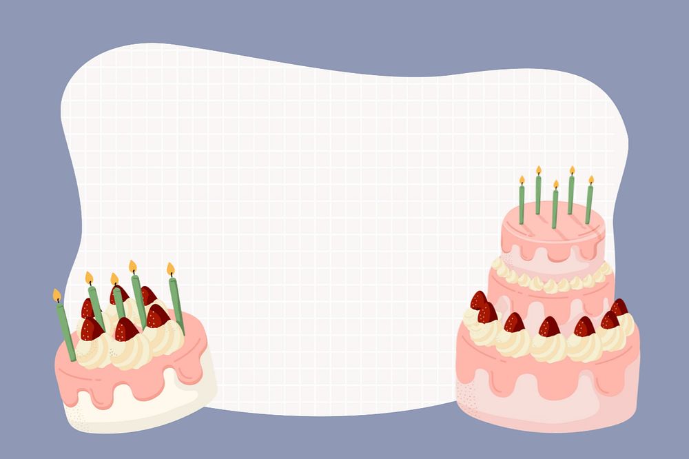 Birthday cake celebration background,  border frame editable design