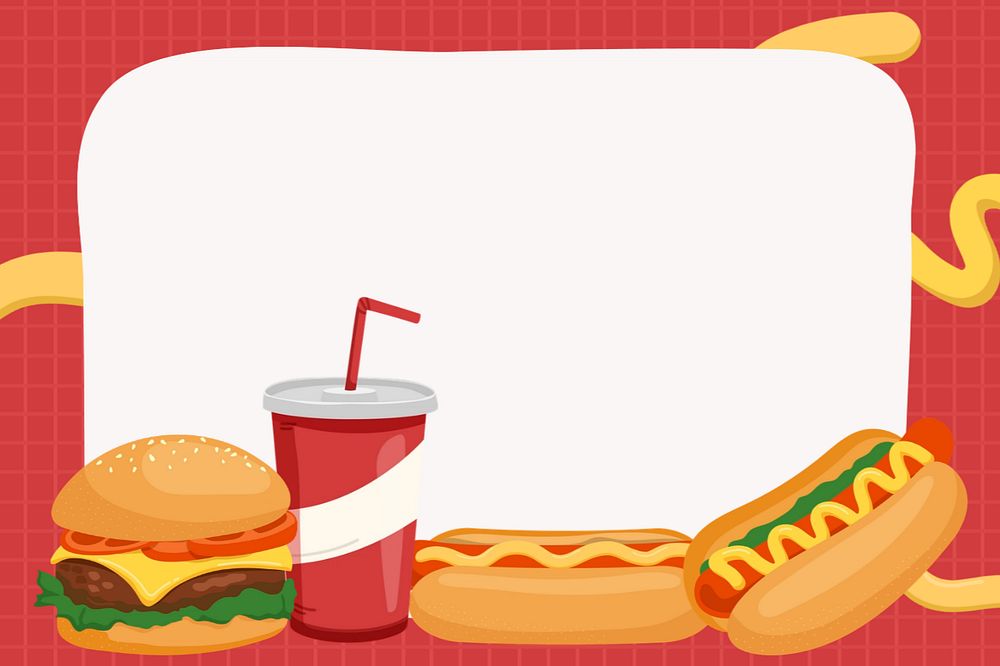 Fast food  red  frame background editable design