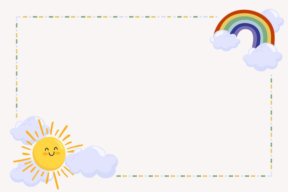 Sunny rainbow border frame background editable design