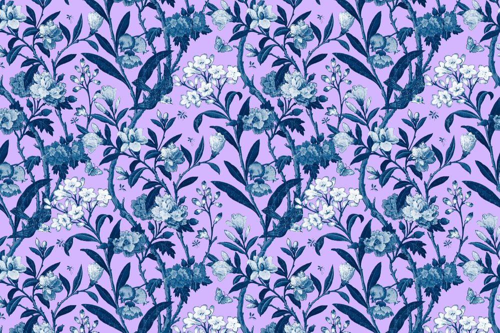 Vintage decorative flower pattern, purple background