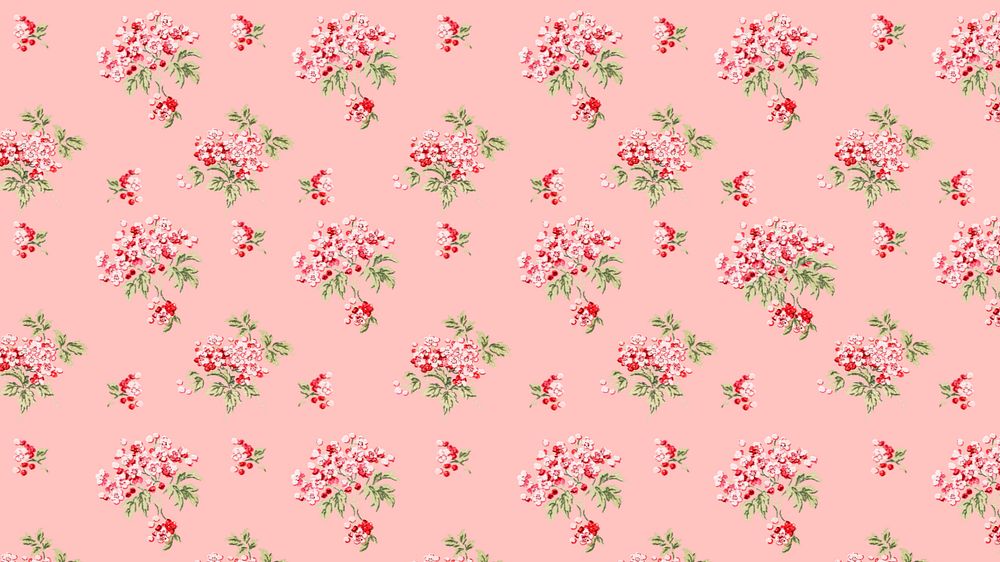 Cherry blossom pattern desktop wallpaper, pink background