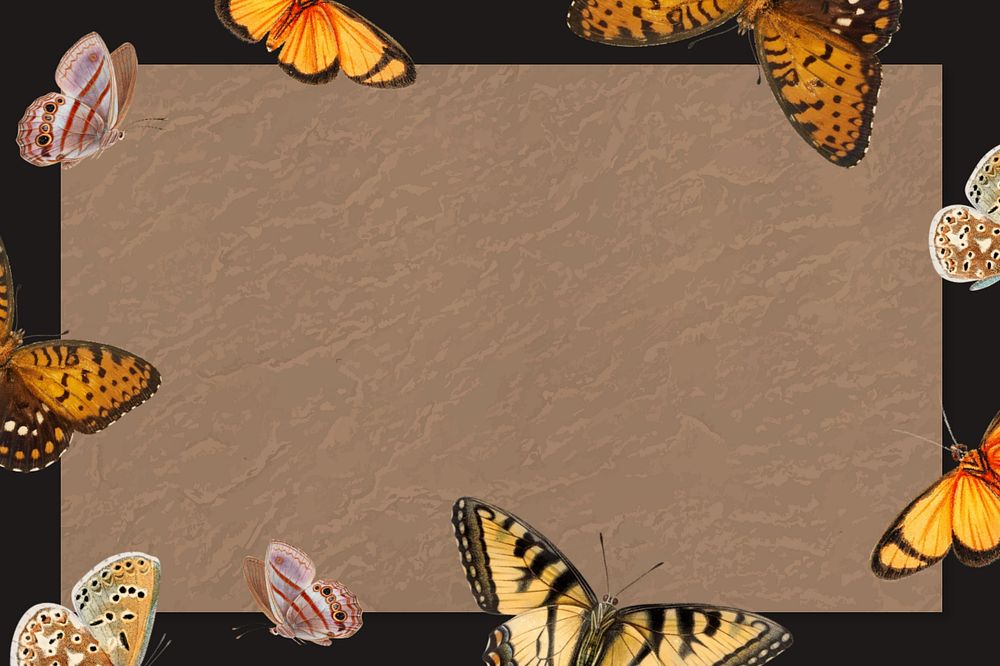 Brown butterfly frame background