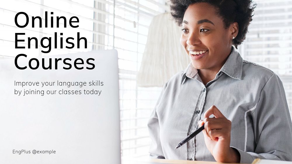 Online English courses blog banner template, editable text