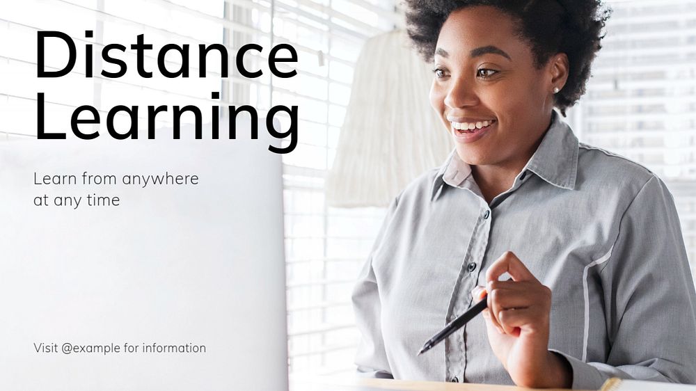 Distance learning blog banner template, editable text