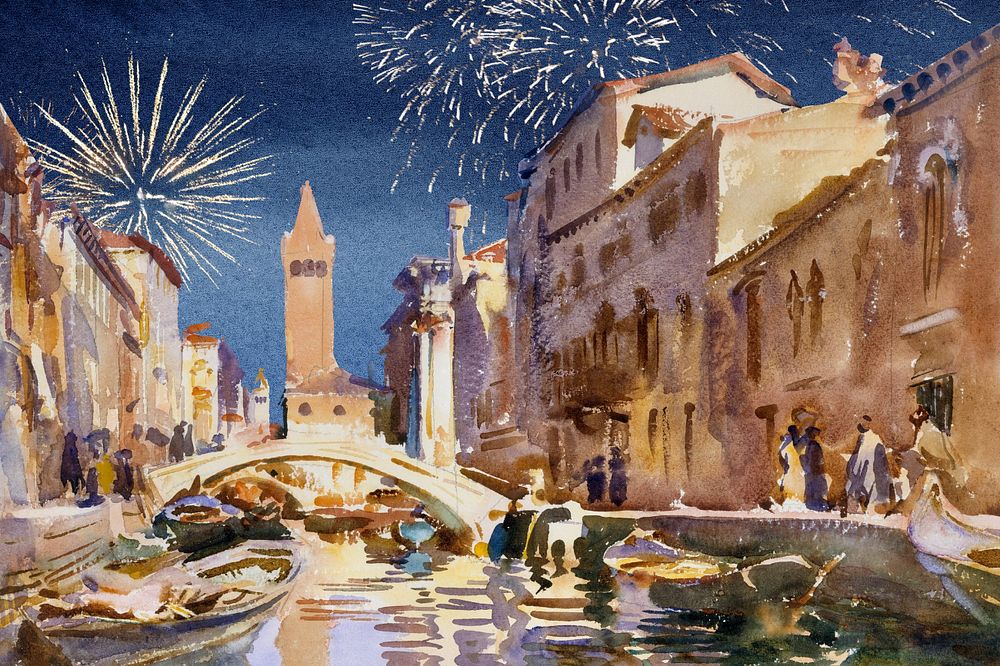 Watercolor festive Venice, Italy, editable remix design