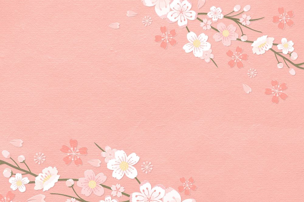 Pink flower background, cherry blossom editable design