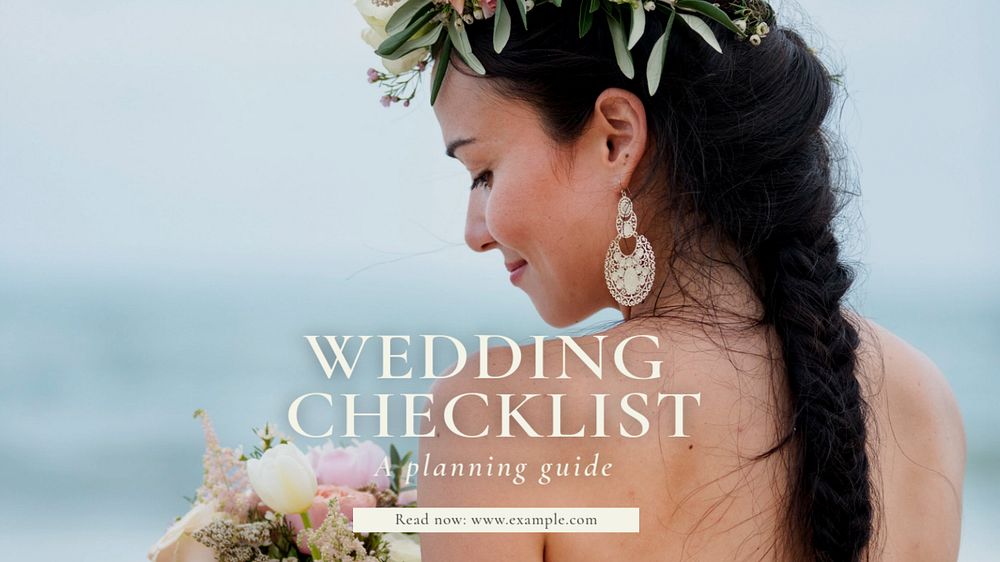 Wedding checklist blog banner template, editable text