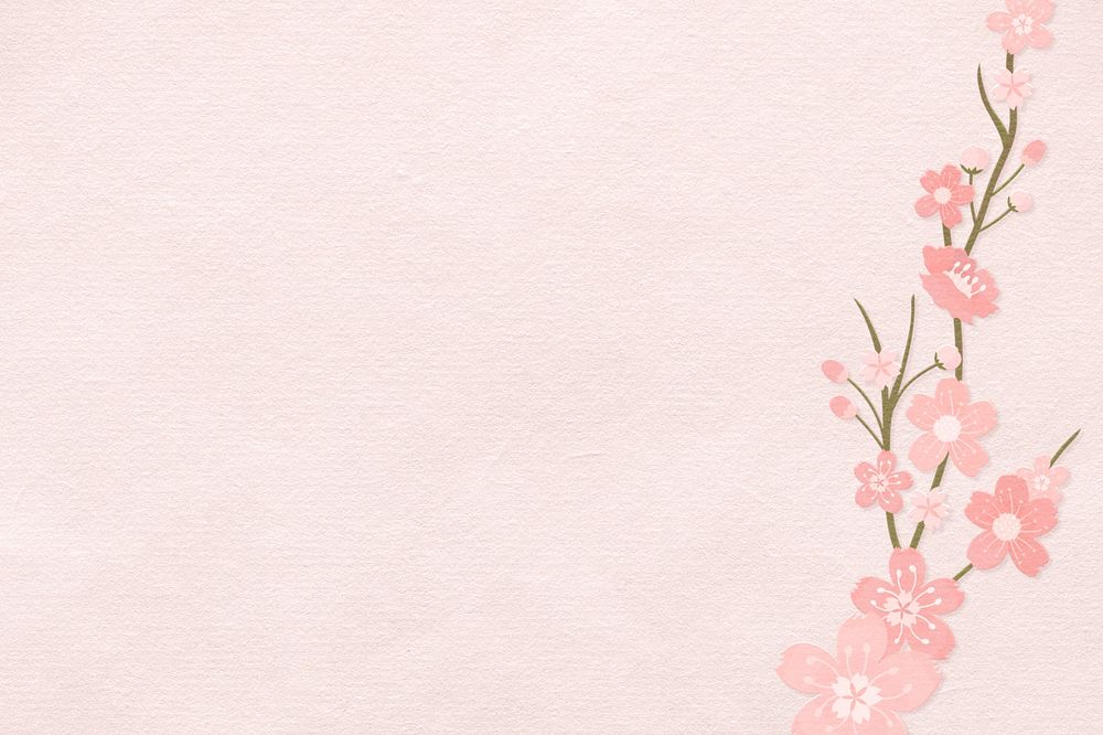 Pink textured background, cherry blossom flower editable design