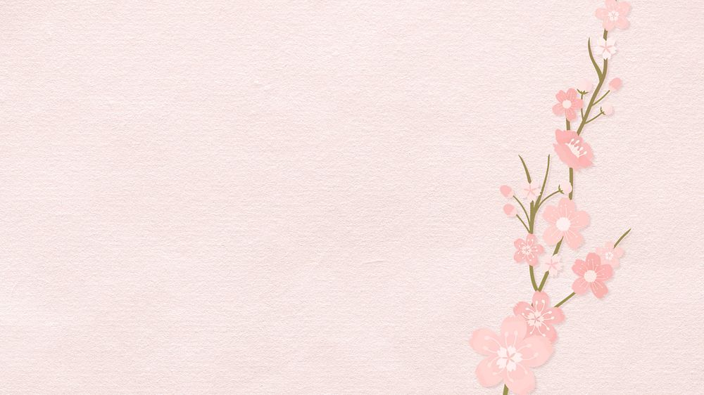 Pink floral desktop wallpaper, editable design on textured background