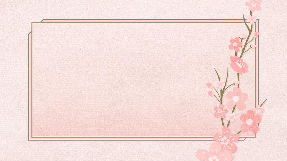 Pink desktop wallpaper, flower editable design on rectangle frame