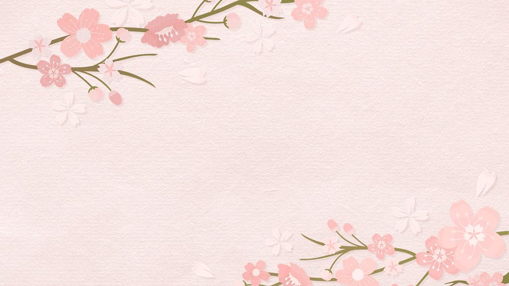 Pink flower desktop wallpaper, textured editable design