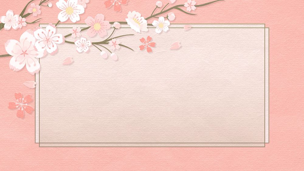 Pink flower desktop wallpaper, gradient background, editable design