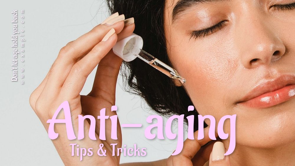 Anti-aging tips blog banner template, editable text