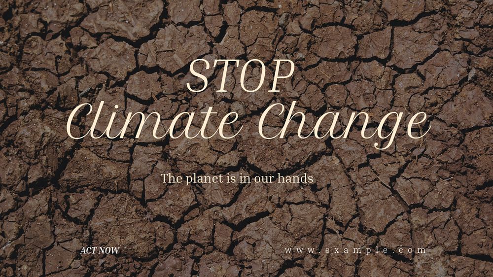 Stop climate change blog banner template, editable text