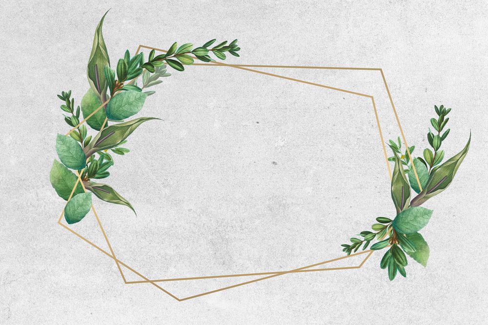 Plant vintage border, gray background, editable design