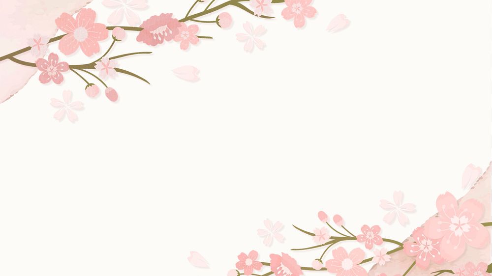 Pink flower desktop wallpaper, editable design