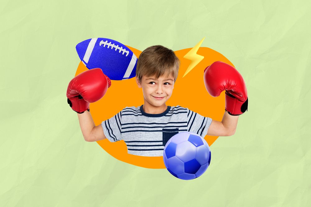 Sport boy, green color, 3d remix, editable design