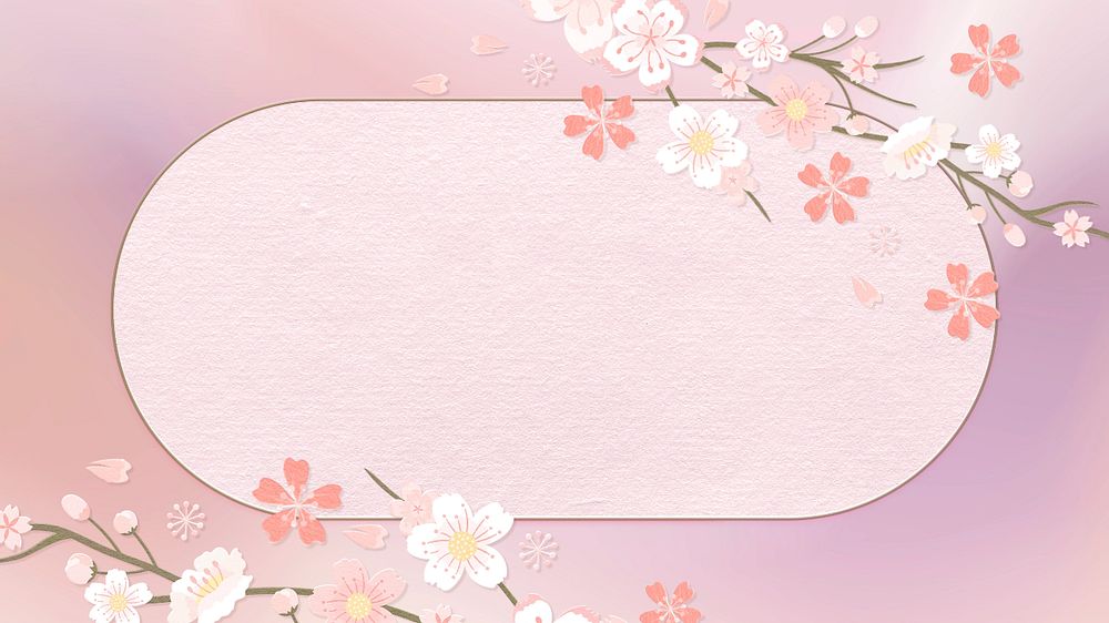 Pink flower desktop wallpaper, editable design, japanese aesthetic background