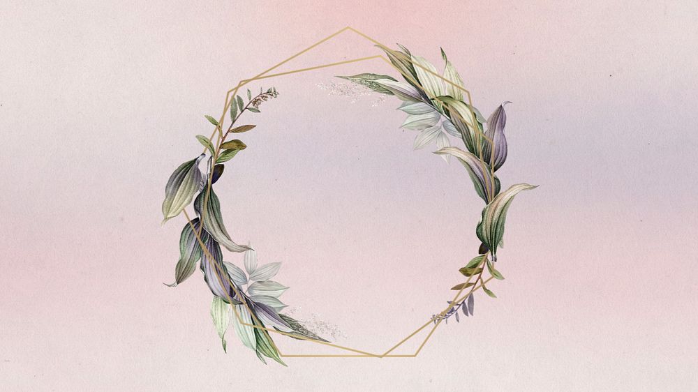 Plant frame, pastel desktop wallpaper, editable design