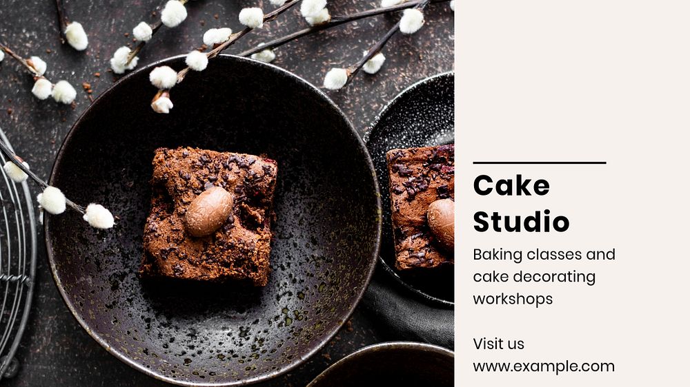 Cake studio blog banner template, editable text