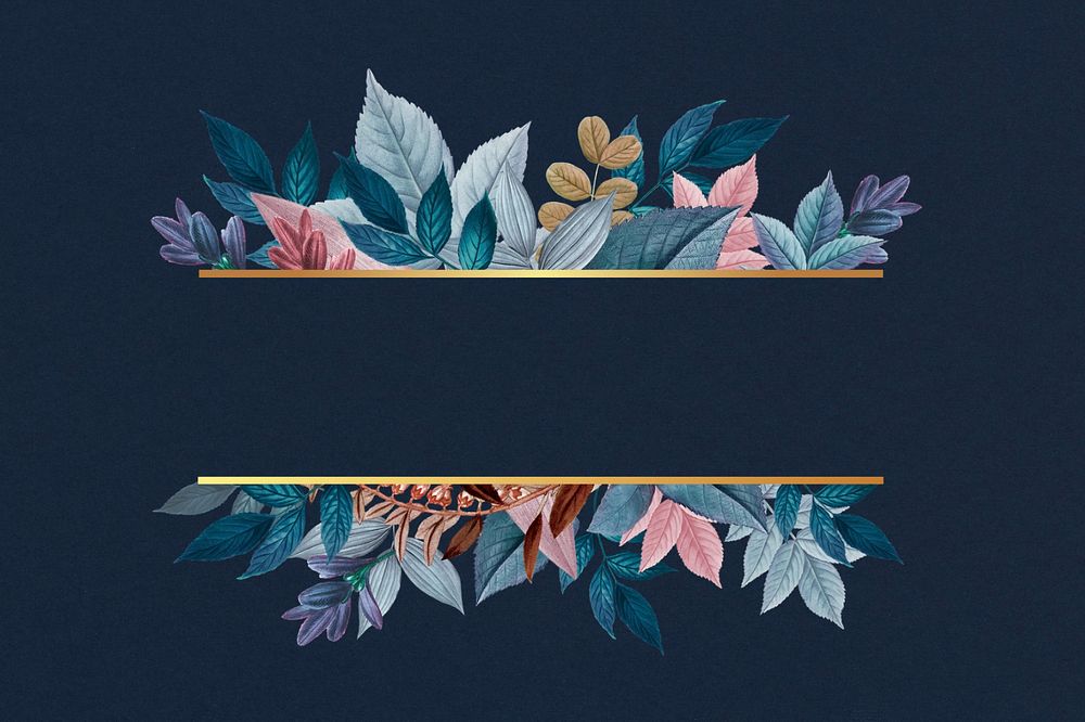 Colorful leaves border, blue background, editable design