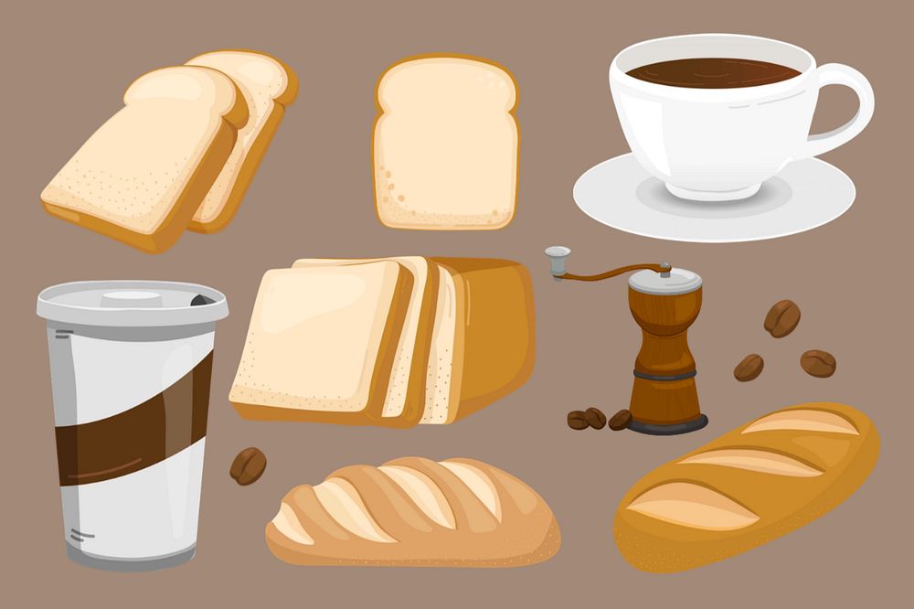 Coffee bread bakery collage element set editable design